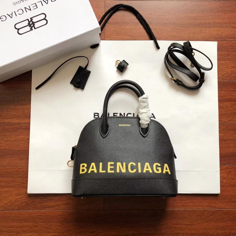Balenciaga Bags 5188730 Cross pattern solid black yellow font